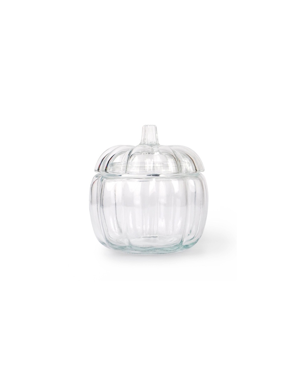 Glass Pumpkin Jar- Fall Decor Glass Pumpkin Shaped Jar.